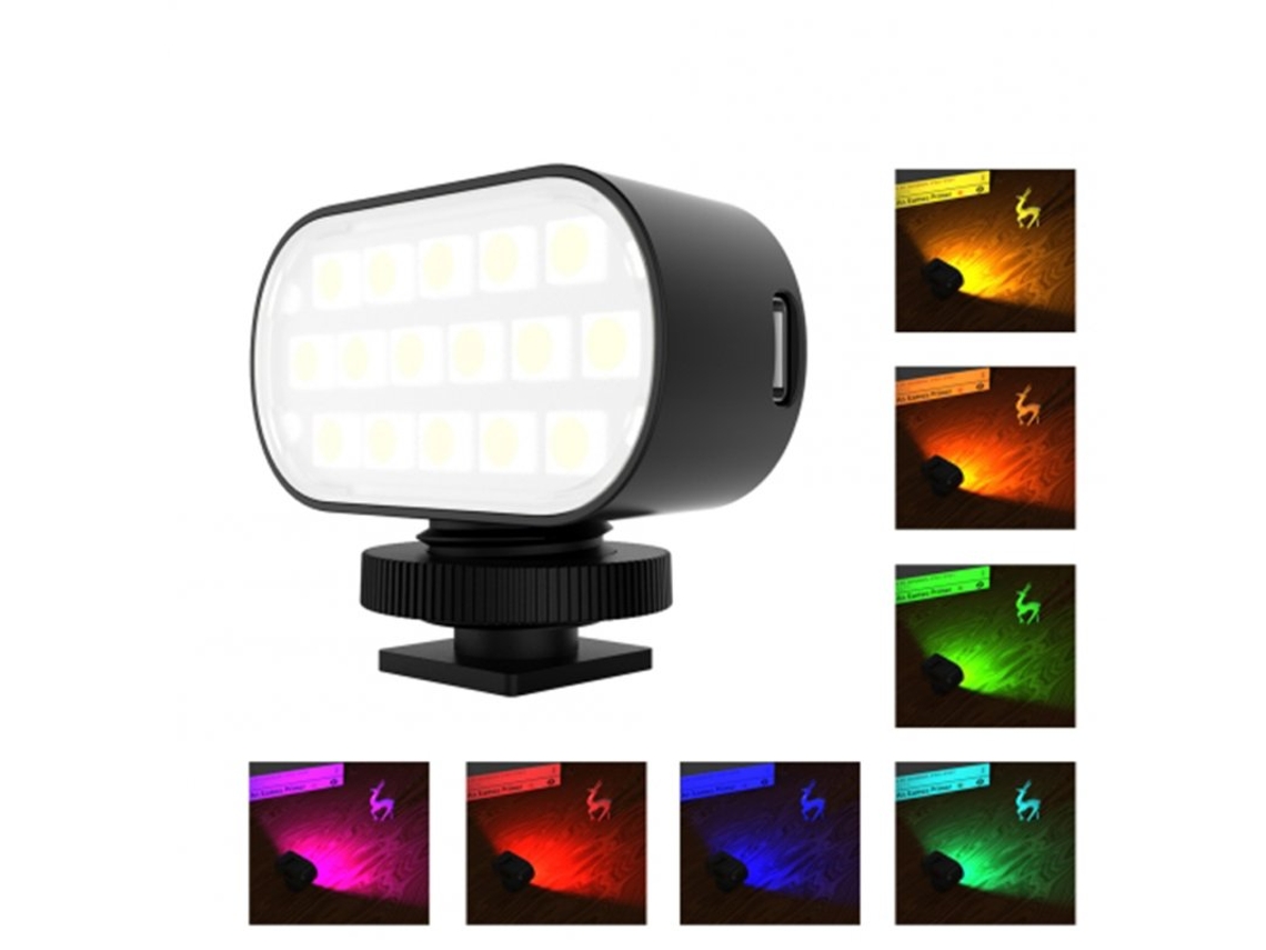 Luz Preenchimento Vídeo Led Rgb 16 Contas Lâmpada 750Mah 7 Cores Luz Ajustável Fotografia Tipo C Lâmpada Câmera Rgb Modelos Colori Pu564B