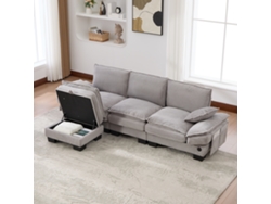 Sofá Modular 3 Plazas - Asiento Ancho, Diseño Ergonómico, Espuma De Alta Densidad, Usb-c Y Bolsillos Laterales - Gris Claro