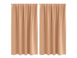 Maison Exclusive - Cortinas Opacas Con Anillas 2 Pcs Marrón Claro 140 X 140 Cm