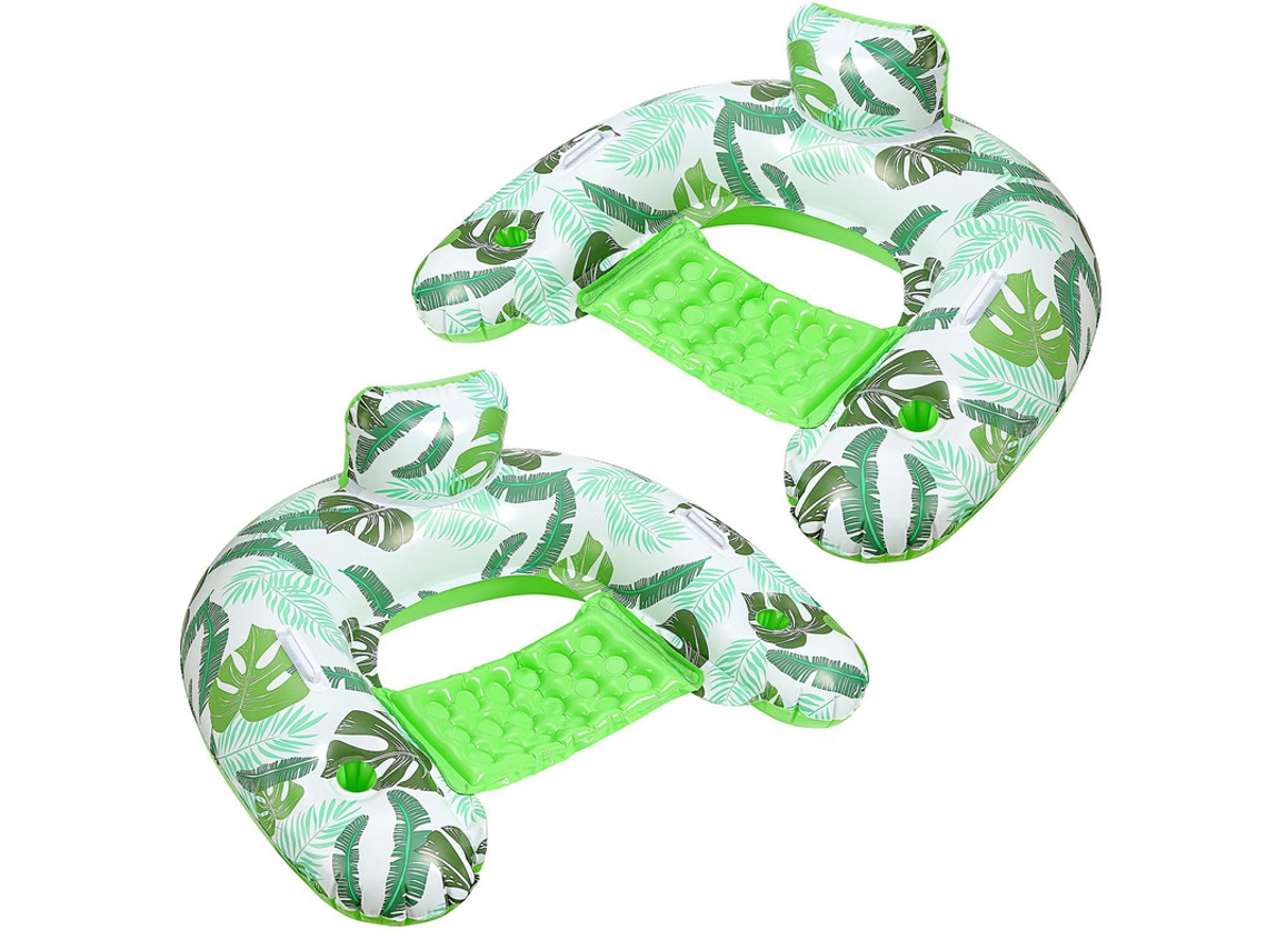 Set De 2 Sillones Inflables Para Piscina, Con Portavasos Y Asas. Ideal Para Fiestas Acuáticas, Lagos Y Ríos.