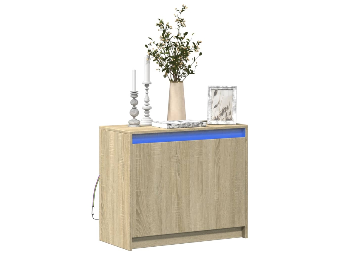Aparador Con Led Madera De Ingeniería Roble Sonoma 72x34x61 Cm