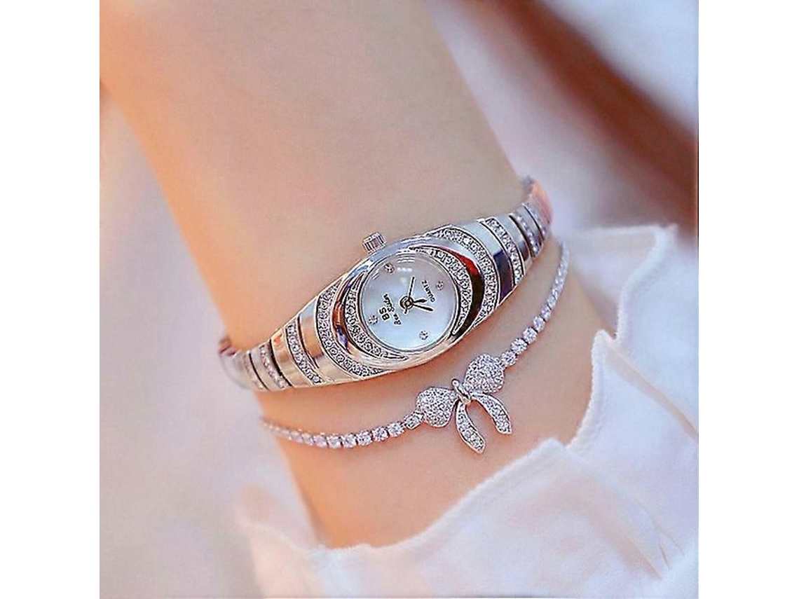 Reloj ovalado pequeño para mujer con cadena y diamantes Bs Bee Sister Fa1540 Hengrongshen