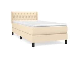 Maison Exclusive - Cama Box Spring Con Colchón Tela Color Crema 100x200 Cm