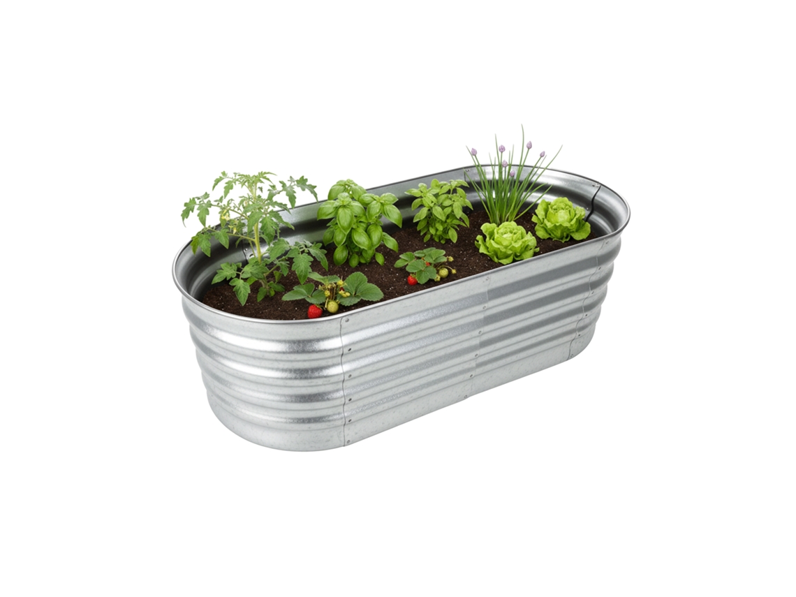 Relaxdays Huerto Elevado De Metal Galvanizado Para Flores, Plantas Y Verduras, 45 X 150 X 60 Cm, Ovalado, Plateado