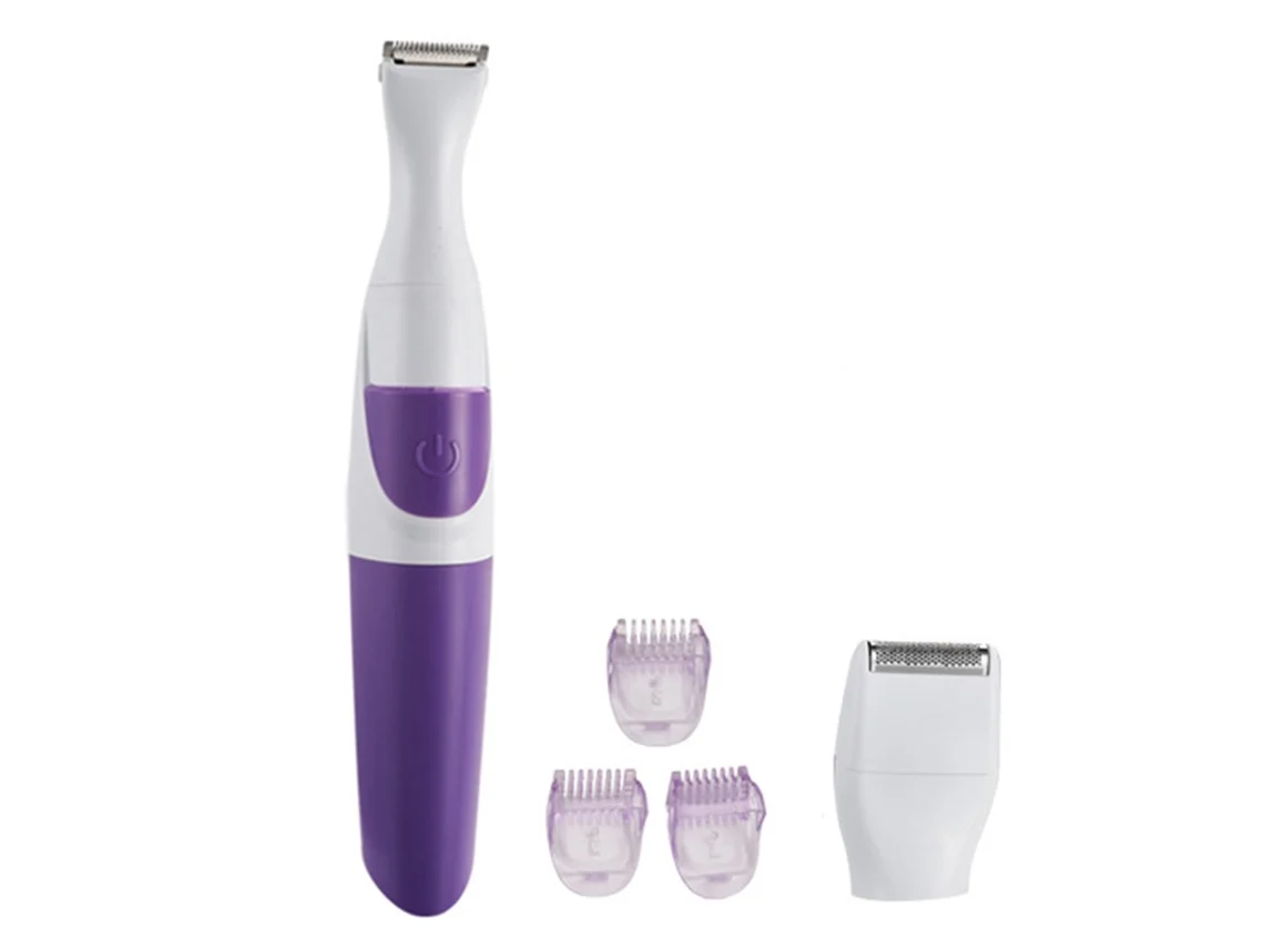 Cortapelos eléctrico lavable 2 en 1 para mujer, ideal para bikini y cabello morado.