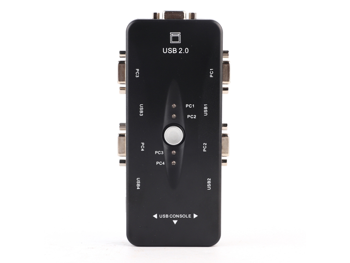 Switch Kvm Hub 4 Portas Usb 2.0 Para Monitor Vga/svga Com Botão De Alternância Sem Software
