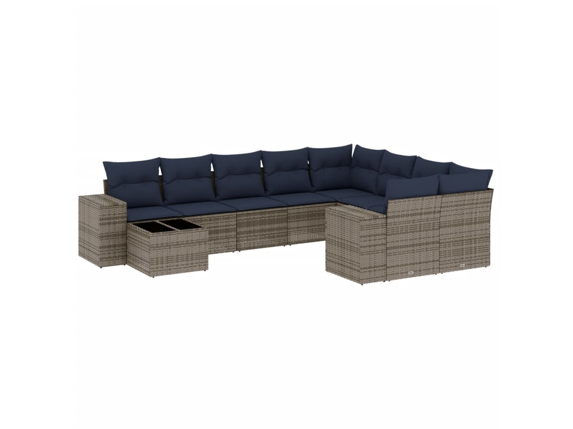 Maison Exclusive - Conjunto De Sofá De Jardín De 10 Piezas Con Cojines, Poliratán Gris
