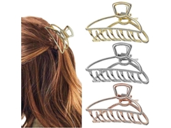 Pinzas Metálicas Para El Cabello, 3 Piezas, Pinzas Huecas Antideslizantes Para Cabello Grueso Y Fino.