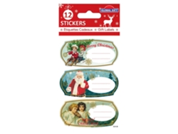 12 Pegatinas GLOBAL GIFT de Navidad - Medallón Vintage