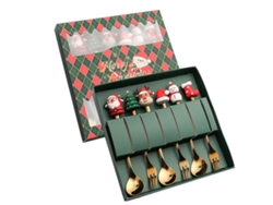 Conjunto de Talheres de Aço Inoxidável de Natal 6 Und 