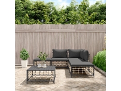 Conjunto de jardín de 6 piezas con cojines de mimbre sintético antracita, Dkd Home Decor