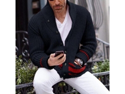 Camisa informal de cuello alto con botones para hombre, marca Rebe-jersey, tallas de la S a la XXL, estilo europeo/americano, talla XL, color negro.