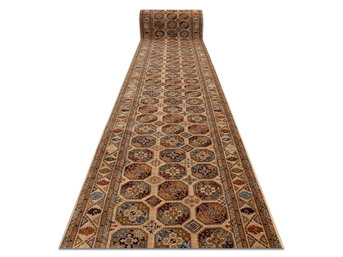 Alfombra De Pasillo Lana Keshan 7874/53555 Oriental Beige / Terracota - 100 Cm
