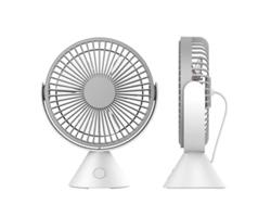 Ventilador De Mesa/escritorio, 3 Velocidades, Usb, Rotación De 360°, 1500 Mah, Gris