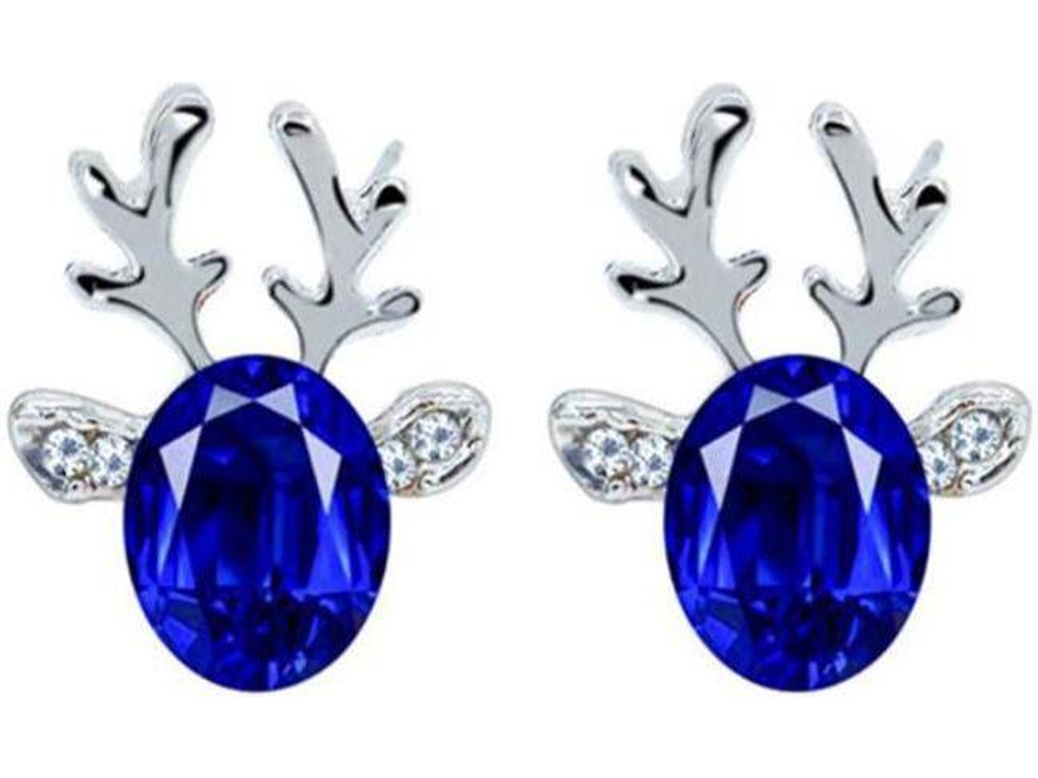 Pendientes INF renos de plata para Navidad - azul
