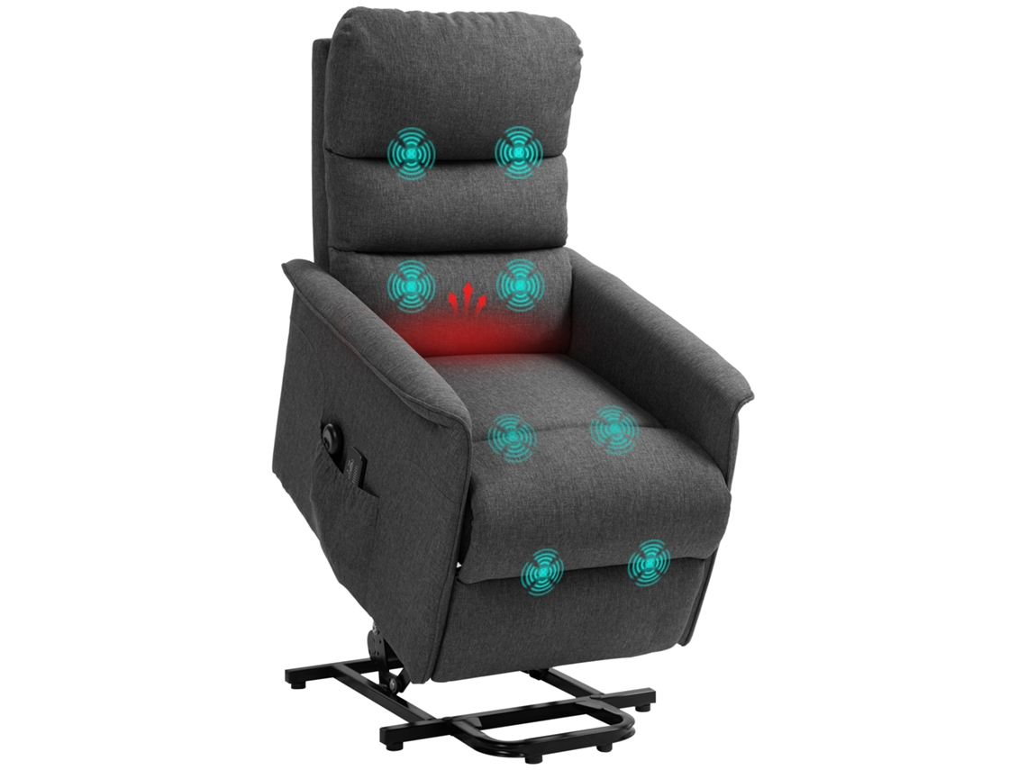 Sillón Reclinable Eléctrico Con 8 Puntos De Vibración, 4 Modos De Masaje Y Calefacción Color Gris.