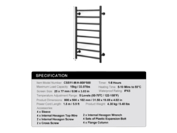 Toallero térmico, temporizador inteligente, construcción duradera de acero inoxidable, negro, 8 varillas OEM