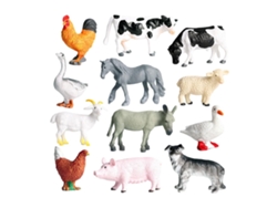 12 Peças Conjunto de Figuras Animais Fazenda Porco Cão Vaca Ovelha Cavalo Pato Frango