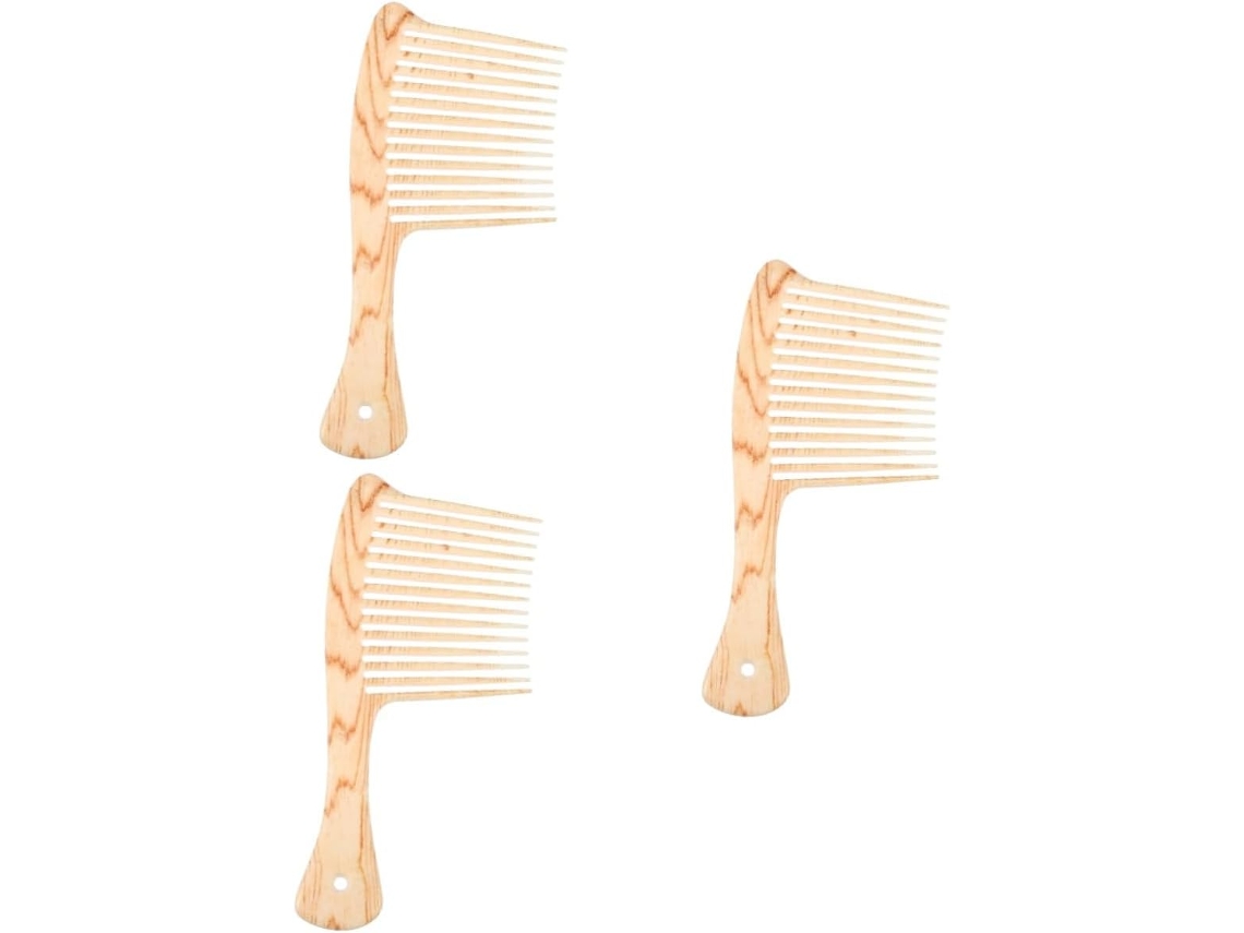 Juego De 3 Piezas De Peine Y Cepillo De Madera Para Masajear La Barba Y El Cuero Cabelludo, Champú Para Cabello Afro