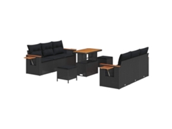 Maison Exclusive - Conjunto De Sofás De Jardín 11 Pcs Negro Ratán Sintético