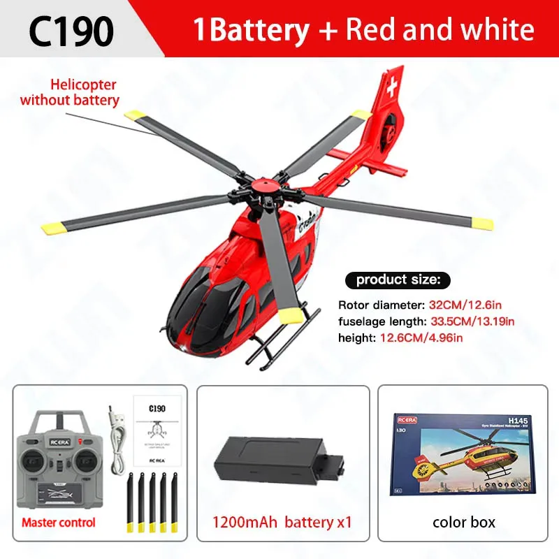 Helicóptero De Juguete Con Control Remoto (rojo), 2.4g, Giroscopio De 6 Ejes, 6 Canales, Función De Mantenimiento De Altitud.
