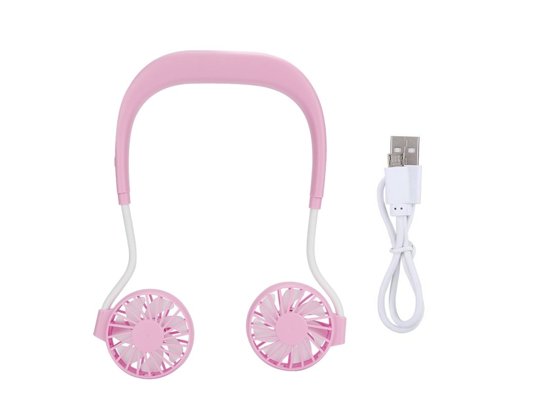 Ventilador De Cuello Colgante Recargable Por Usb Portátil De Doble Cabezal Verde