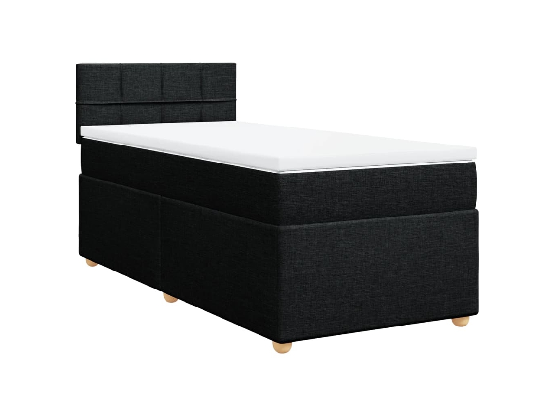 Maison Exclusive - Cama Box Spring Con Colchón Tela Negro 100x200 Cm