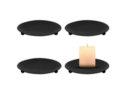 2026-portavasos De Velas De Hierro Retro Negro 4 Piezas 10cm Soportes Estables Para Velas Pillar