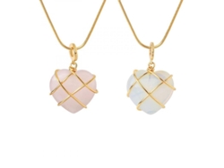 2 Collares De Corazón Con Piedra De Nacimiento Para Niñas Adolescentes Material Acero Titaniun Bañado Oro