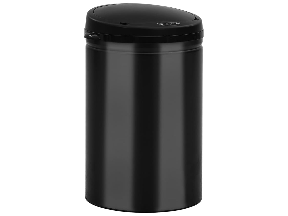 Papelera automática Gunoi Cu con sensor, 30 L, color negro, fibra de carbono