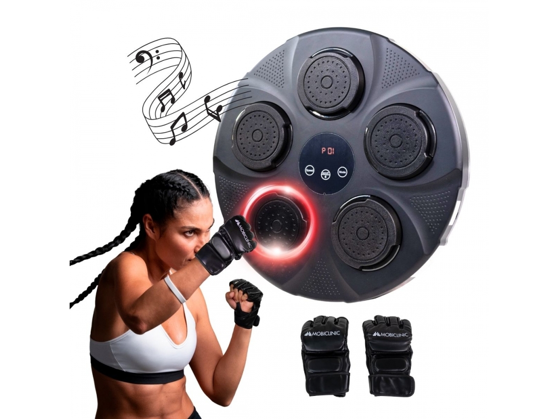 Máquina de Boxeo Mobiclinic 9 Modos y Velocidades Incluye Guantes Luces Pantalla Led y Bluetooth Musickangu
