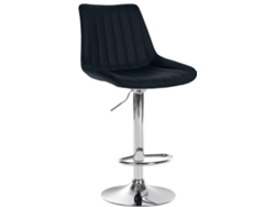 Taburete de bar X1, altura regulable, giratorio 360°, asiento de PVC negro con costuras verticales, patas metálicas con aspecto cromado, 10_0005421
