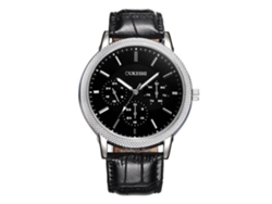 Reloj De Pulsera Analógico Para Hombre Con Correa Pu, Movimiento De Cuarzo, Estilo Casual Y Negr