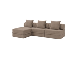 Sofá Modular 3+1+puff Convertible Veludo Regular Taupe