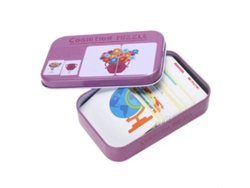Juguete de rompecabezas cognitivo para niños pequeños, juego de emparejamiento de cartas en caja de hojalata Mdug