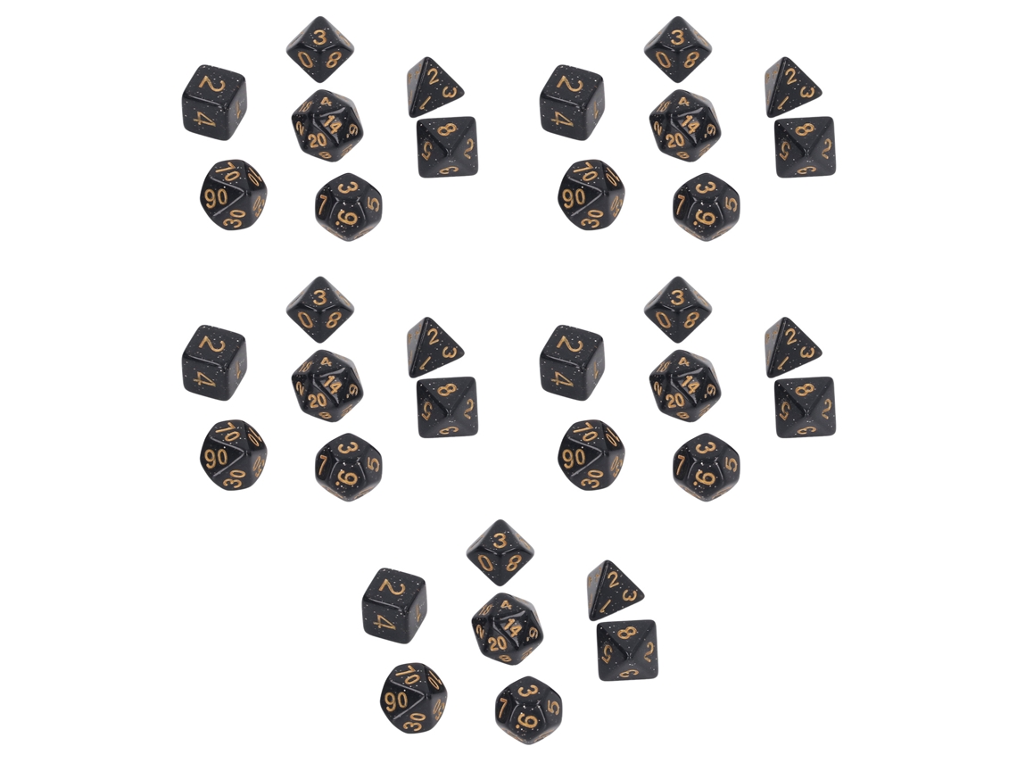 Juegos De Dados Poliédricos Perlados Con Números Dorados Para Juegos Interactivos Y Material Escolar - Negro