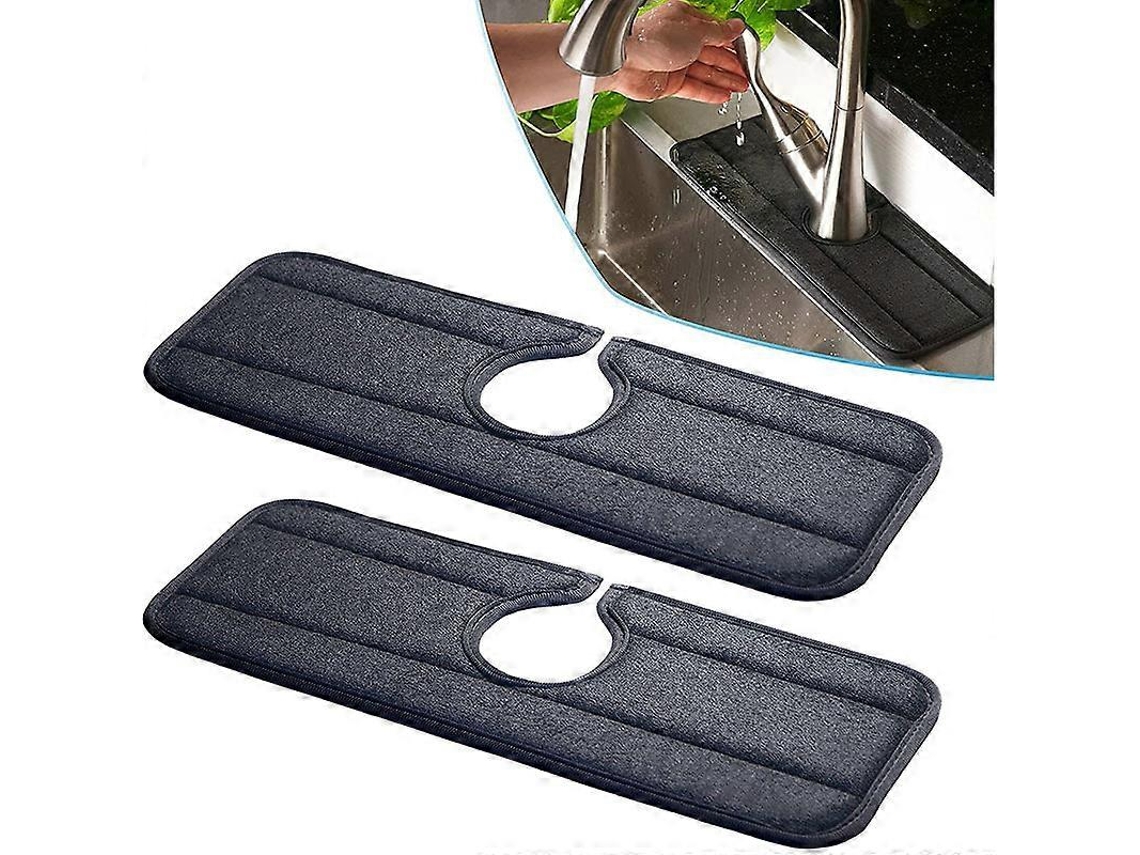 2pcs Toallas Absorbentes Para Grifo 50x13cm Microfibra Anti-derrames Para Cocina Baño Camping Bar Lavabos (negro)