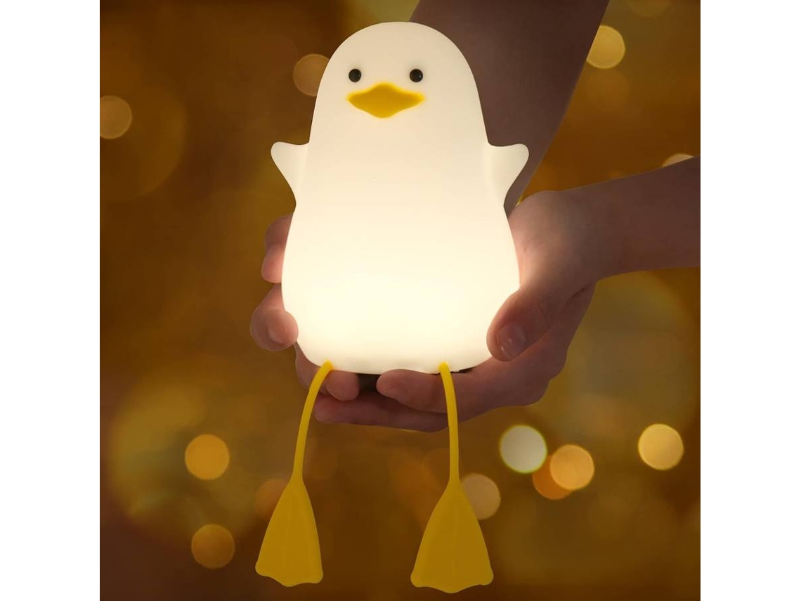 Luz de noche de pato para niños, lámpara de noche para guardería de animales, regalo de ganso, con regulador de intensidad y recargable (blanco)