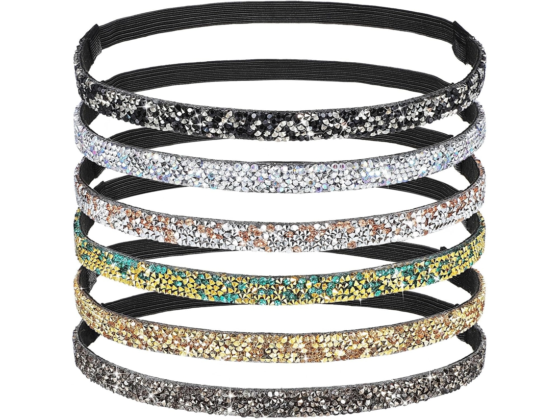 Bandeaux Fins Élastiques À Paillettes Lot De 6, Accesorios Cheveux Légers Para Mariages Y Coiff...