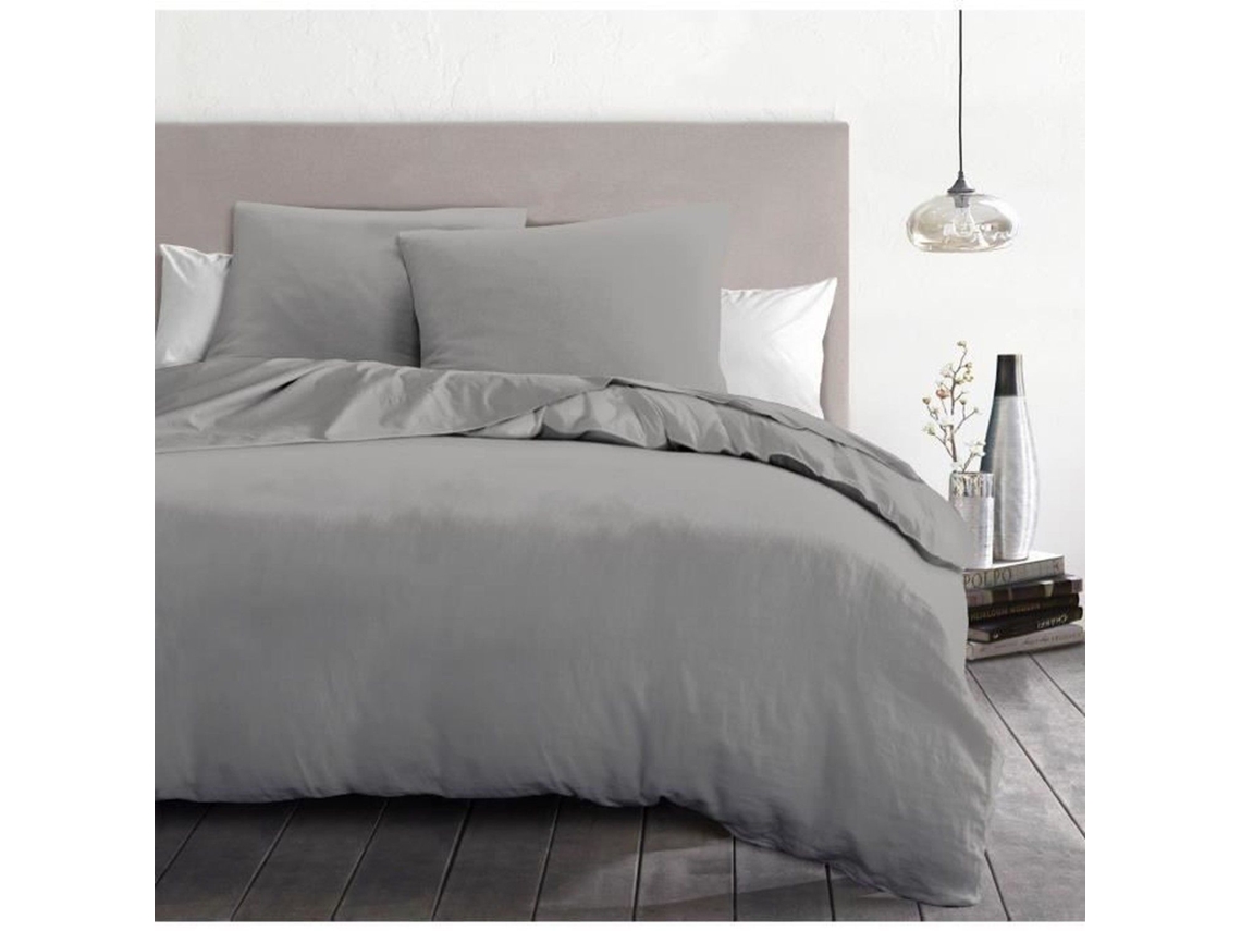 Juego De Funda Nrdica De Microfibra De 3 Piezas, 82 G 240 X 260 Cm Gris Claro Home Linge Passion