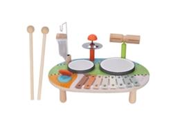 Conjunto De Tambores Infantil Com Sinos De Vento Instrumento Percussivo Educativo Musical Para Crianças