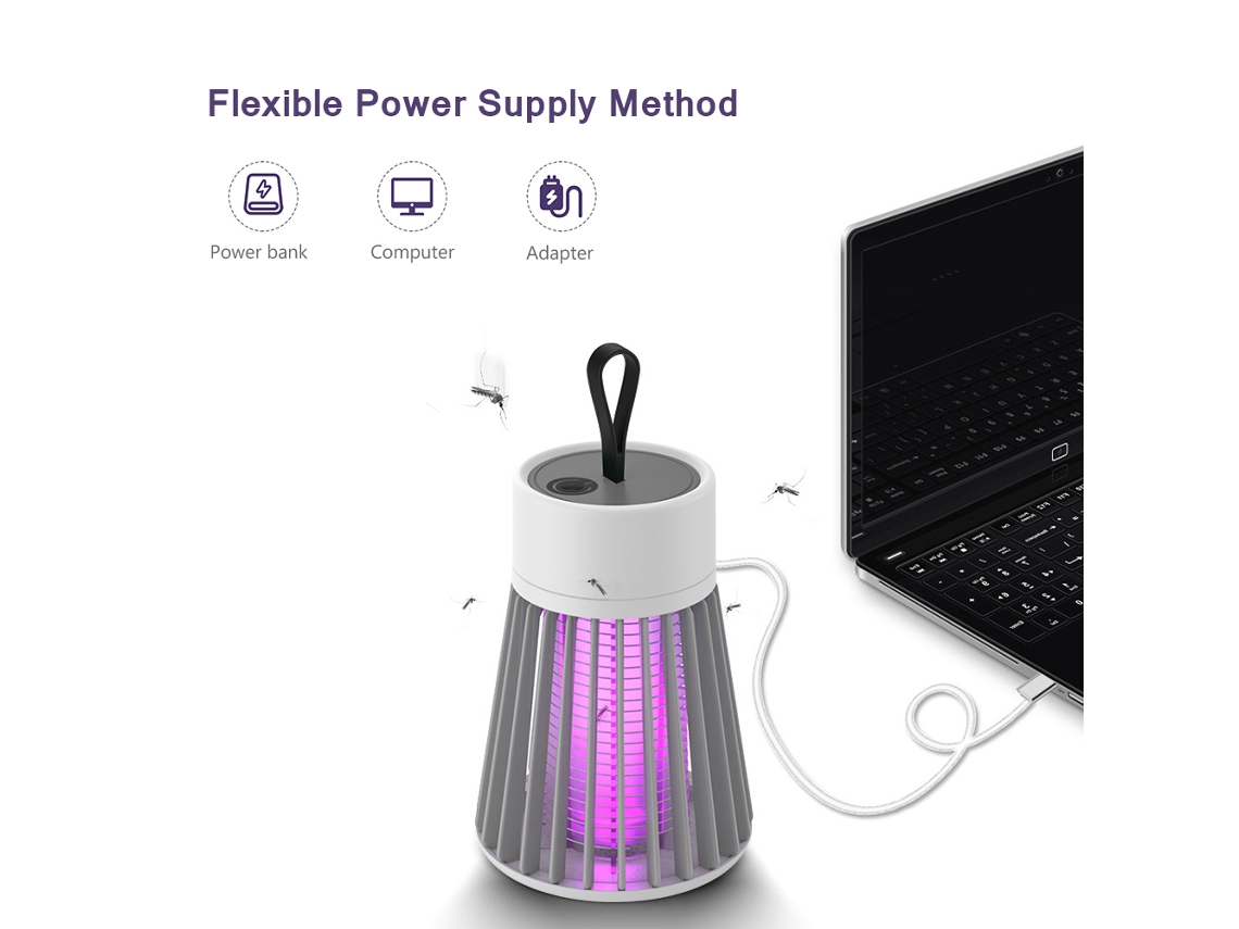 Lámpara Matamoscas Eléctrica Portátil Recargable Para El Hogar, Dormitorios Y Camping.