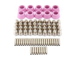 Kit De Consumibles Para Corte Por Plasma Soplete Ag60 Sg55 Con 80 Piezas: Electrodos, Boquillas Y Copas De Cerámica.