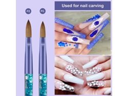Bolígrafo Para Decoración De Uñas Con Diamantes De Imitación Azules Y Purpurina Resbaladiza, Herramienta Para Esculpir Cristales Y Pincel Para Esmalte.