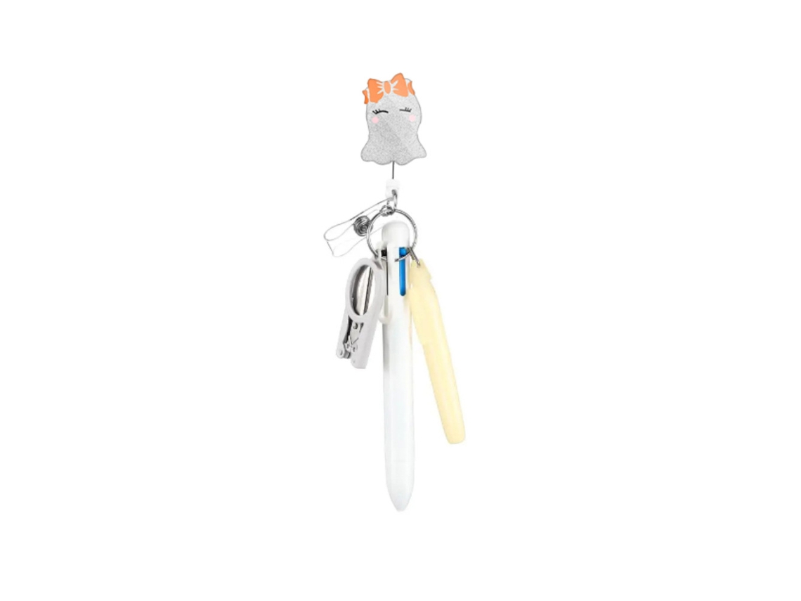 Juego de papelería Eifson de 7 bonitos artículos de papelería azules, incluyendo bolígrafos, sacapuntas, etc. (blanco)