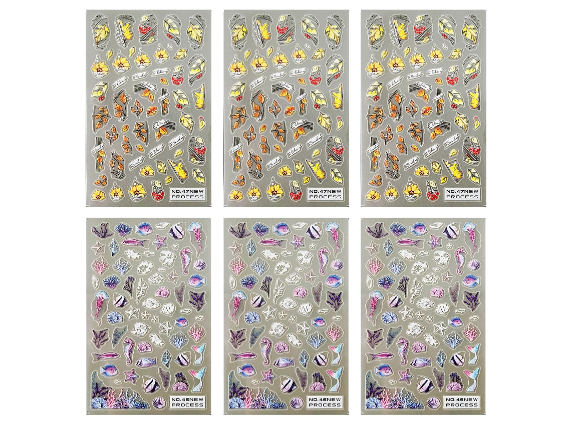 Juego de 6 calcomanías autoadhesivas para uñas, decoración multielemento Kofihety