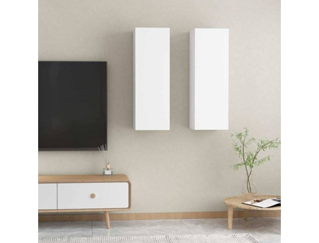 Conjunto 2 Mueble para la televisión VIDAXL Blanco Madera contrachapada (30.5x30x90 cm)