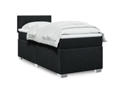 Cama box spring con colchón tela negro 90x190 cm
