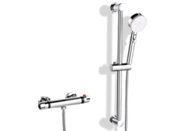 Columna De Ducha Termostática Plateada De Acero Inoxidable Con Grifo Mezclador, Ducha De Mano 5 Funciones Y Rociador Ajustable