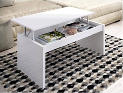 Mesa de Centro Elevable DKIT Side (Blanco Brillo - 43x102x50 cm)